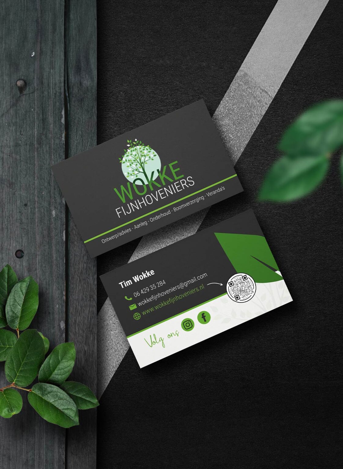 Visitekaartje ontwerp voor fijnhovenier Noord-Holland