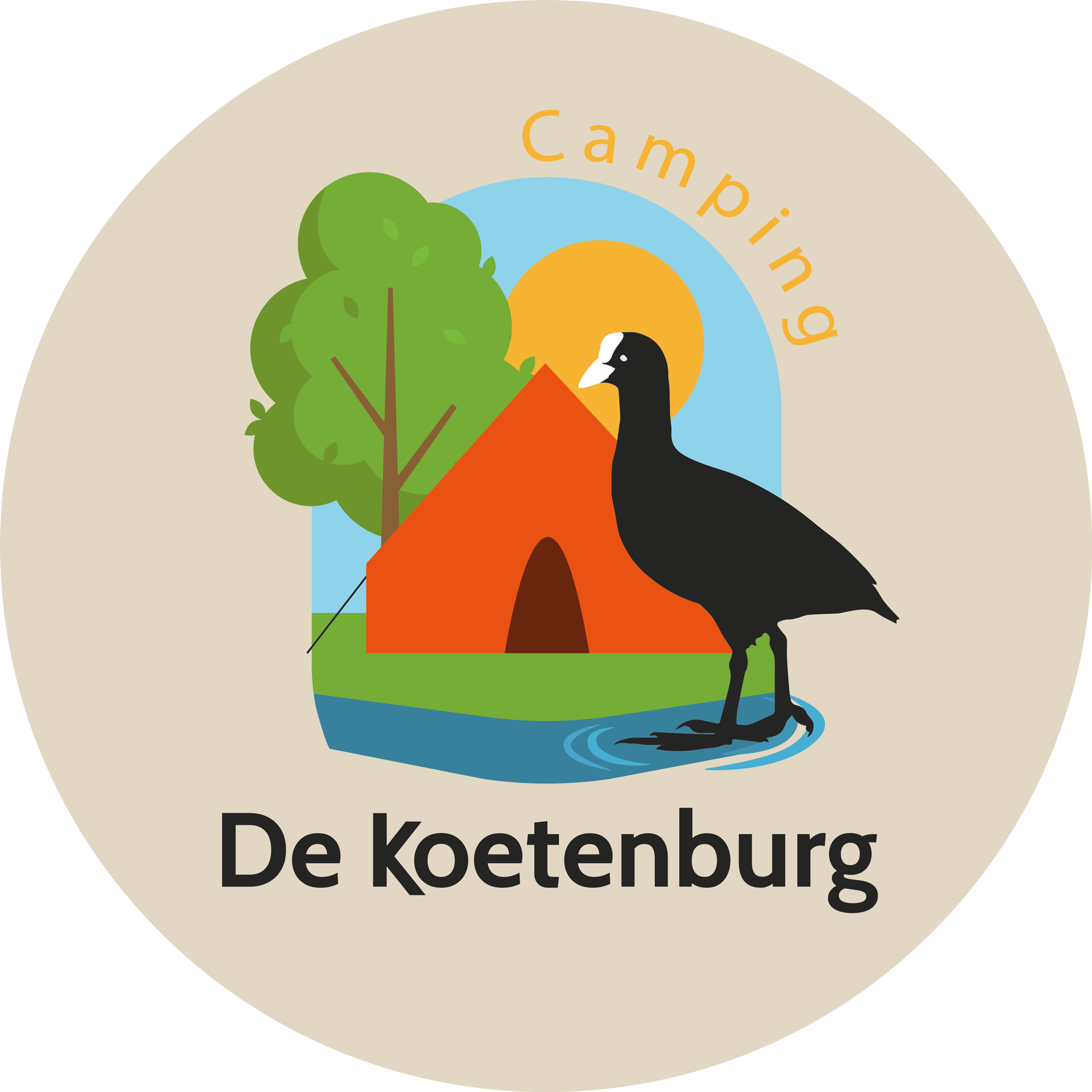 Logo ontwerp voor camping met natuurlijke en groene elementen